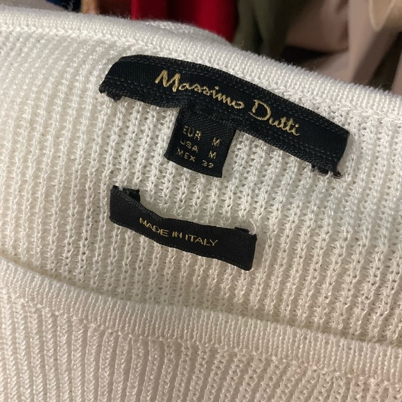 MASSIMO DUTTI sz Medium Top Round Neck Long Sleeves Luxury Knit Off White - Picture 3 of 6